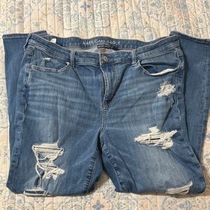 American Eagle Outfitters Women's Ripped Blue Jegging Jeans 16 short